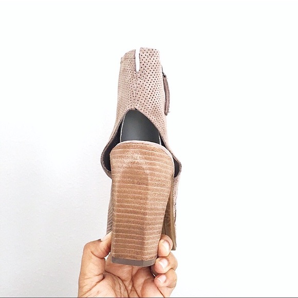 Dolce Vita Noraly Taupe Suede Perforated Bootie - Picture 6 of 7
